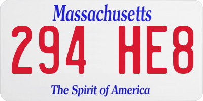 MA license plate 294HE8