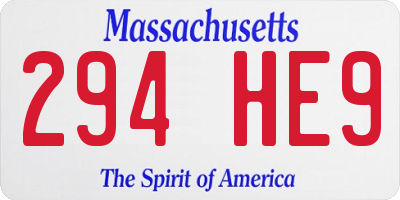 MA license plate 294HE9