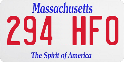 MA license plate 294HF0
