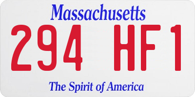 MA license plate 294HF1