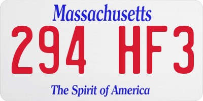 MA license plate 294HF3