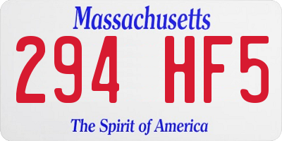 MA license plate 294HF5
