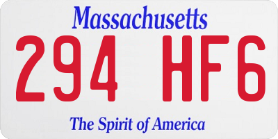 MA license plate 294HF6