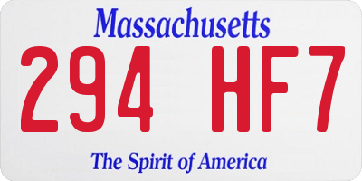MA license plate 294HF7