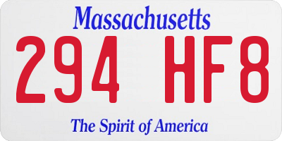 MA license plate 294HF8