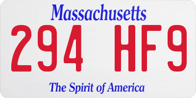 MA license plate 294HF9