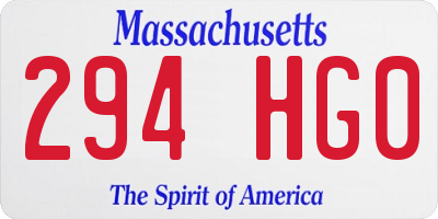 MA license plate 294HG0