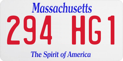 MA license plate 294HG1