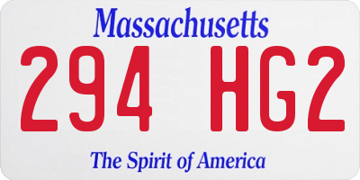 MA license plate 294HG2