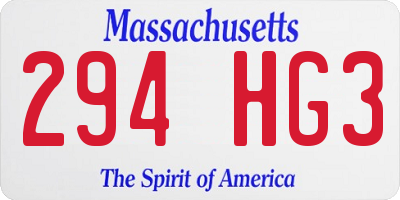 MA license plate 294HG3