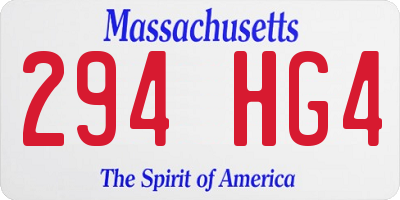 MA license plate 294HG4