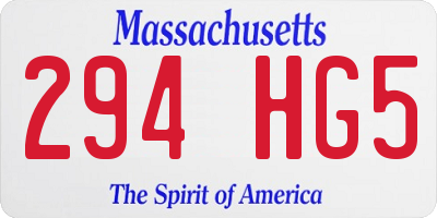 MA license plate 294HG5