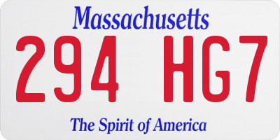MA license plate 294HG7
