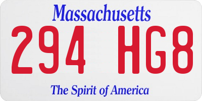 MA license plate 294HG8