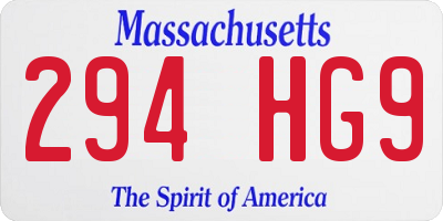 MA license plate 294HG9