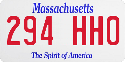 MA license plate 294HH0