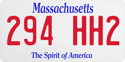 MA license plate 294HH2