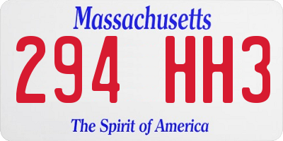 MA license plate 294HH3