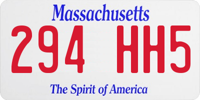 MA license plate 294HH5