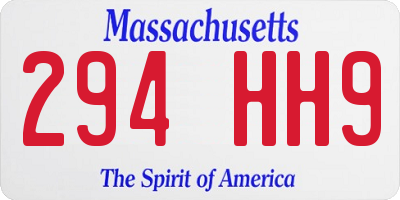 MA license plate 294HH9