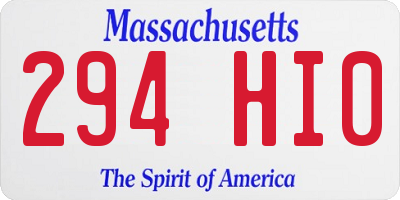 MA license plate 294HI0