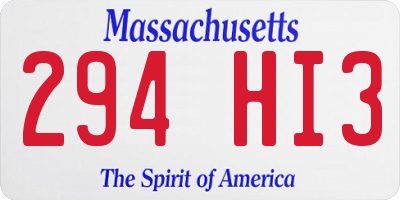 MA license plate 294HI3