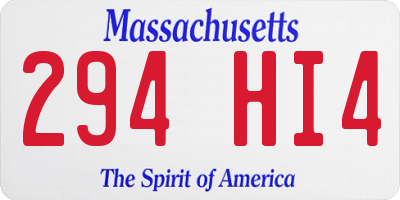 MA license plate 294HI4