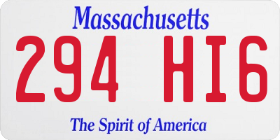 MA license plate 294HI6