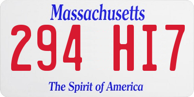 MA license plate 294HI7