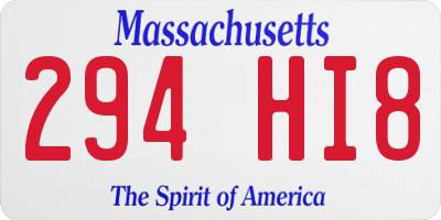 MA license plate 294HI8