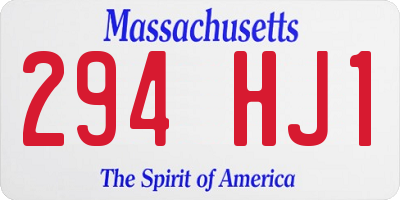 MA license plate 294HJ1