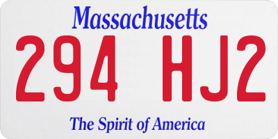 MA license plate 294HJ2