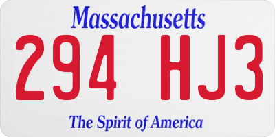 MA license plate 294HJ3
