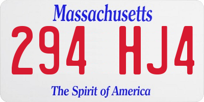 MA license plate 294HJ4
