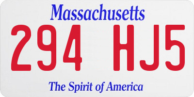 MA license plate 294HJ5