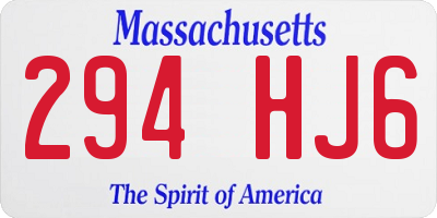 MA license plate 294HJ6