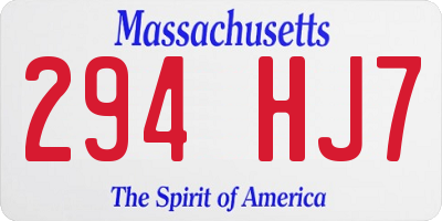 MA license plate 294HJ7