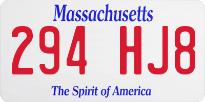 MA license plate 294HJ8