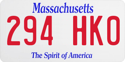 MA license plate 294HK0