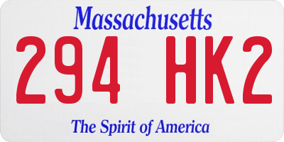 MA license plate 294HK2