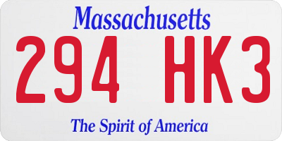 MA license plate 294HK3