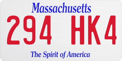 MA license plate 294HK4