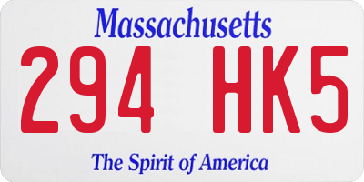MA license plate 294HK5