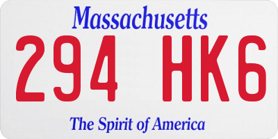 MA license plate 294HK6
