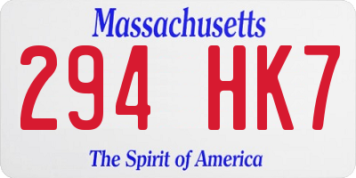 MA license plate 294HK7