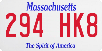 MA license plate 294HK8