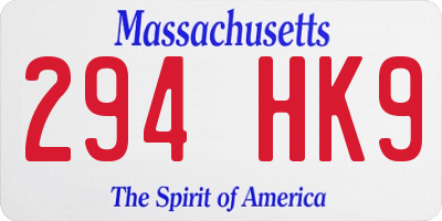 MA license plate 294HK9