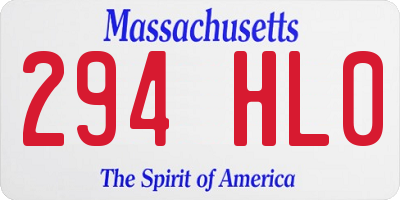 MA license plate 294HL0