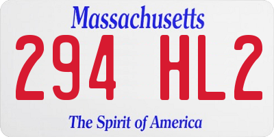 MA license plate 294HL2