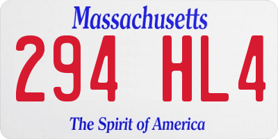 MA license plate 294HL4